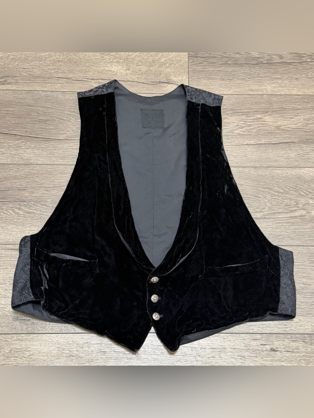 ANNA SUI Men's Black Velvet Vest Whimsygoth Vintage Grunge Vampy '93 Runway RARE
